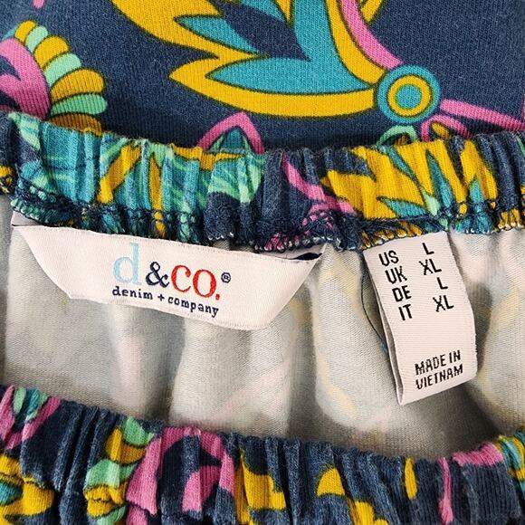 Denim and Co Top Women Large Favorite Jersey Off Shoulder Flutter Sleeve Printed - Picture 7 of 9